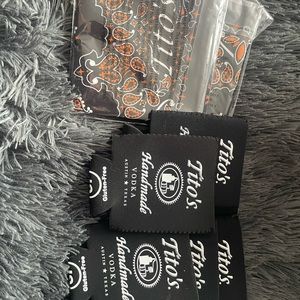 6 Tito’s bandanas 6 koozies all black